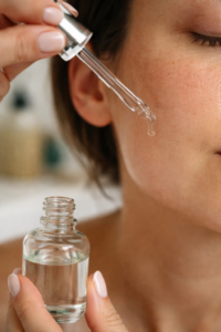 Hyaluronic acid serum being applied to skin to support hydration